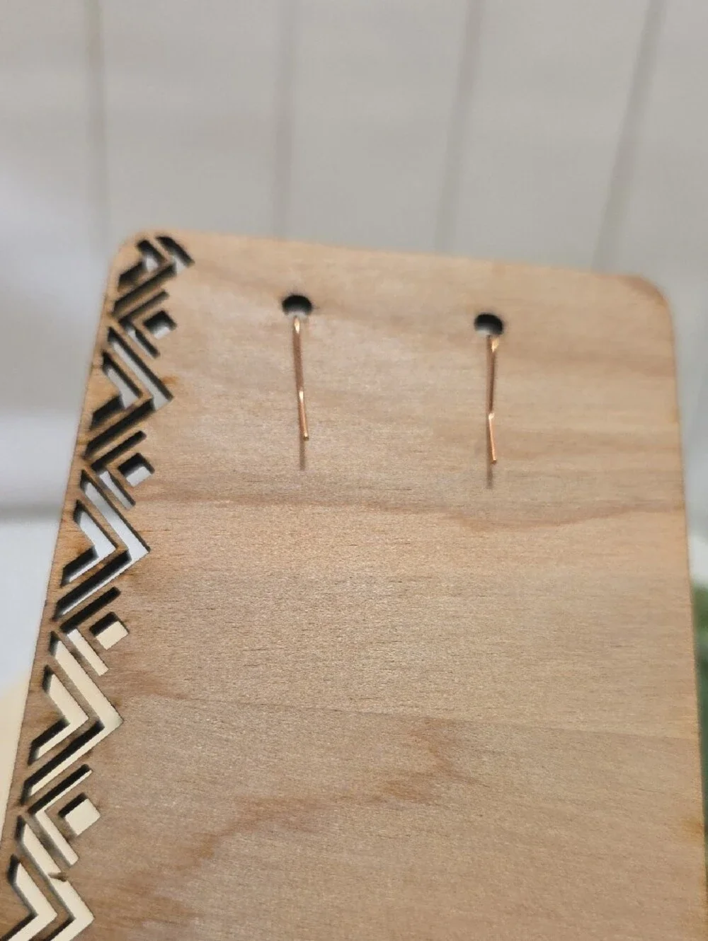 Wood and Rose Gold Dangle Earrings - Rose Gold Accents